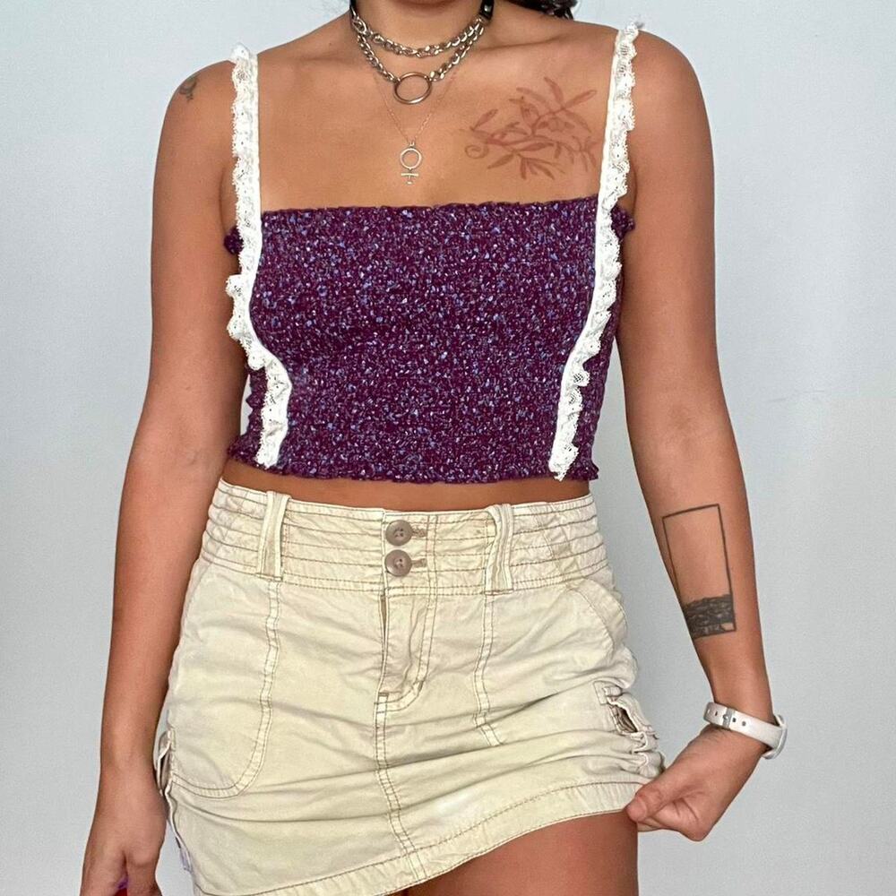 Cottagecore lace tank top purple